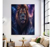 ALTCIRNMD Dark Blue Fierce Lion Wall Art Poster,Fantasy Animals Painting On Canvas Prints Pictures For Bedroom Living Room Kitchen Home Bathroom Decoration 60X90Cm Unframed