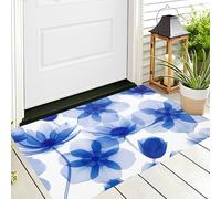 ALTCIRNMD Door Mat 3D Style Blue Beautiful Flowers Decor Door Mat For Indoor,70X100Cm Non-Slip Entrance Rug Machine Washable Soft Doormats Fantasy Plants For Kitchen Bathroom Bedroom