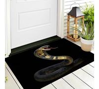 ALTCIRNMD Door Mat 50X80Cm,3D Black King Cobra Doormats Entrance,Welcome Outdoor Indoor,Attacking Animals For Front & Back Door,Absorbent Quick Dry Bathroom Kitchen Doormats
