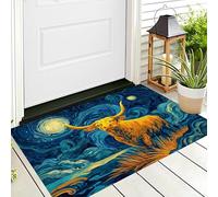 ALTCIRNMD Door Mat 80X120Cm,3D Blue Yellow Starry Sky Taurus Doormats Entrance,Welcome Outdoor Indoor,Oil Painting Animals For Front & Back Door,Absorbent Quick Dry Bathroom Kitchen Doormats