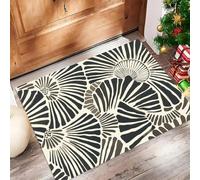 ALTCIRNMD Door Mat Absorbent Non-Slip Welcome Mats Washable Kitchen Rugs For Entryway Front Door Mat Fan-Shaped Shell Abstract Lines Doormat Outdoor Indoor Entrance Doormat For Bedroom Porch 70X100Cm