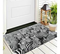 ALTCIRNMD Doormat 70X100Cm Non-Slip Welcome Mat Black White Striped Zebra Durable Front Doormat Backing Entrance Rectangular Outdoor Bath Animal Illustrations For Patio Welcome Door Mat Areas
