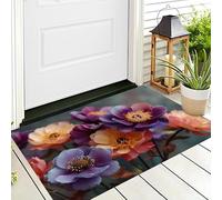 ALTCIRNMD Doormat 90X150Cm Non-Slip Welcome Mat Orange-Purple Iris Peony Durable Front Doormat Backing Entrance Rectangular Outdoor Bath Still Life Photography For Patio Welcome Door Mat Areas