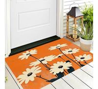 ALTCIRNMD Entrance Rug 50X80Cm 3D Orange White Daisy Flowers,Vintage Illustration Non Slip Carpet Welcome Doormats,Floor Indoor Outdoor Mats Home Decoration For Front Back Door Mat