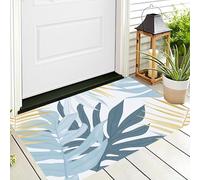 ALTCIRNMD Entrance Rug 80X120Cm 3D Gray-Blue Elegant Palm Leaves,Modern Plants Non Slip Carpet Welcome Doormats,Floor Indoor Outdoor Mats Home Decoration For Front Back Door Mat