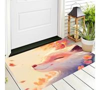 ALTCIRNMD Entrance Rug 80X120Cm 3D Orange White Petal Fox,Fantasy Animals Non Slip Carpet Welcome Doormats,Floor Indoor Outdoor Mats Home Decoration For Front Back Door Mat