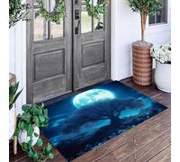 ALTCIRNMD Entrance Rug 90X150Cm 3D Blue Full Moon Tree,Dream Plants Non Slip Carpet Welcome Doormats,Floor Indoor Outdoor Mats Home Decoration For Front Back Door Mat