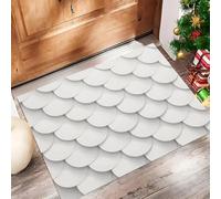 ALTCIRNMD Fish Scale Semicircle Doormat White Simple Geometry Welcome Front Porch Decor Doormat For The Entrance Way Personalized Rugs Backing Non Slip Doormats, 90X150Cm