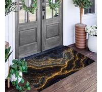 ALTCIRNMD Fluid Starlight Doormat Black Gold Luxury Texture Welcome Front Porch Decor Doormat For The Entrance Way Personalized Rugs Backing Non Slip Doormats, 60X90Cm