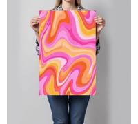 ALTCIRNMD Fluid Waves Canvas Prints Wall Art 30X40Cm, Abstract Texture Wall Art For Living Room, Big Small Vertical Orange Color Decorative Poster Bedroom Women Men