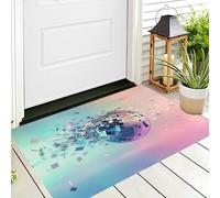 ALTCIRNMD Front Door Mat Indoor Outdoor Entrance,3D Powder Blue Broken Disco Ball All-Weather Doormat,Science Fiction Art Rugs,Easy Clean Patio Porch Entryway Mat For Home Yard Floor,60X90Cm