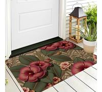 ALTCIRNMD Front Door Mat Indoor Outdoor Entrance,3D Red Green Green Leaves Flowers All-Weather Doormat,Natural Plants Rugs,Easy Clean Patio Porch Entryway Mat For Home Yard Floor,70X100Cm