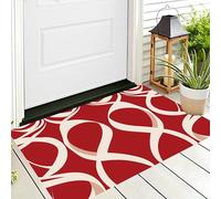 ALTCIRNMD Front Door Mat Indoor Outdoor Entrance,3D Red White Simple Waves All-Weather Doormat,Symmetrical Art Rugs,Easy Clean Patio Porch Entryway Mat For Home Yard Floor,60X90Cm