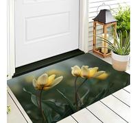 ALTCIRNMD Front Door Mat Indoor Outdoor Entrance,3D Yellow-Green Tulips In The Grass All-Weather Doormat,Fashion Flowers Rugs,Easy Clean Patio Porch Entryway Mat For Home Yard Floor,70X100Cm