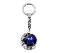 ALTCIRNMD Gemini Car Keyring - 12 Constellation Keychain,Double Sided Rotating Crescent Pendant Pendant Car Bag Ornament,Scorpio Sagittarius Virgo Pendant Key Chain Holder For Men Women Birthday Gift