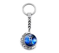 ALTCIRNMD Gemini Retro Personalized Zodiac Sign Key Chain - Blue Starry Sky 12 Horoscope Keychain Jewelry,Horoscopes Star Signs Keyrings Medallion Constellation Jewelry