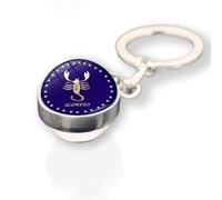 ALTCIRNMD Glow In The Dark Zodiac Sign Keychain - 12 Constellation Luminous Leo Virgo Libra Scorpio Sagittarius Pendant Double Sided Cabochon Keyring Key Holder Birthday