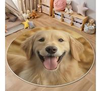 ALTCIRNMD Gold Cute Golden Retriever Round Area Rug Kids 3D Happy Animals Living Room Rugs For Bedroom Carpet Modern Floor Mat Accent Rug Family And Pet Cafe Office Decor,160Cm