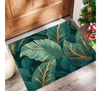ALTCIRNMD Golden Thread Banana Leaf Doormat Golden Green Tropical Illustrations Welcome Front Porch Decor Doormat For The Entrance Way Personalized Rugs Backing Non Slip Doormats, 70X100Cm
