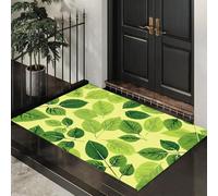 ALTCIRNMD Gradient Green Leaves Doormat Yellow-Green Minimalist Illustrations Welcome Front Porch Decor Doormat For The Entrance Way Personalized Rugs Backing Non Slip Doormats, 60X90Cm