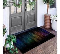 ALTCIRNMD Gradient Stripes Cyber Technology Style 70X100Cm Machine Washable Non-Slip Low Pile Indoor/Outdoor Rug - Waterproof Entrance Mat For Hallway, Kitchen, Front Door, Rainbow Colors