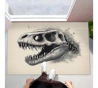 ALTCIRNMD Grey Tyrannosaurus Skull Indoor Doormat Bath Rugs Non Slip,Washable Cover Carpets Mat Home Decor Retro Animals For Kitchen Bedroom Toilet Floor Rug Entry Patio 40X60Cm