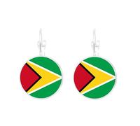 ALTCIRNMD Guyana Flag Earrings - Guyanese National Flag Dangle Earrings Jewelry,Fashion Geometry Pattern Banner Hook Dangling Earrings Creative Patriotic Drop Earrings,2.8Cm×1.5Cm