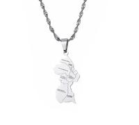 ALTCIRNMD Guyana Map Shaped Charm Necklace For Men Women Guyana Pendant Necklace,Ethnic Patriotic Ornament Charm Jewelry For Women Men Patriotic Sweater Chain Necklaces Gifts,White,50Cm