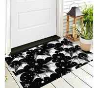 ALTCIRNMD Halloween Festival Decor Doormat Indoor,60X90Cm Nonslip Welcome Matts For Floor,Entrance Rug Machine Washable For Front Back Door,Flying Bats Gothic Animals Black White