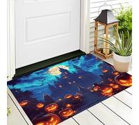 ALTCIRNMD Halloween Festival Decor Doormat Indoor,70X100Cm Nonslip Welcome Matts For Floor,Entrance Rug Machine Washable For Front Back Door,Pumpkin Bat Castle Architecture Orange Blue