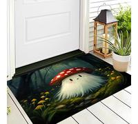 ALTCIRNMD Halloween Festival Decor Doormat Indoor,70X100Cm Nonslip Welcome Matts For Floor,Entrance Rug Machine Washable For Front Back Door,Mushroom Ghost Fantasy Forest Red Green