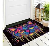 ALTCIRNMD Halloween Welcome Door Mat,Color Colorful Cat Psychedelic Animals Front Outdoor Doormat Outside Entrance Porch Non Slip Rubber Rug Autumn Thanksgiving Farmhouse Decor,70X100Cm