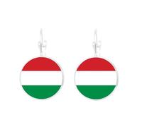 ALTCIRNMD Hungary Flag Dangling Stud Earrings - Hip-Hop Glass Dome Charm Dangling Stud Earrings,Fashion Hungarian Patriotic Dangle Earrings Jewelry For Women Gifts,2.8Cm×1.5Cm