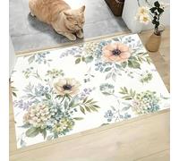 ALTCIRNMD Hydrangea Anemone Watercolour Welcome Mats, 90X150Cm, Fresh Nature Inspired Illustration Indoor Carpet, Non-Slip Washable Floor Mat For Doorways, Stairs, Game Rooms, Living Rooms,