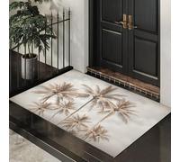 ALTCIRNMD Indoor Door Mats 40X60Cm Brown Coconut Palm Tree Pattern Entrance Rug Soft Low-Profile Inside Doormats Retro Photography For Entryway Hallway Kitchen Bedroom Laundry Room Home Decor