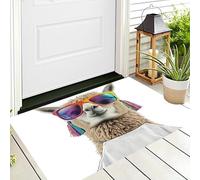 ALTCIRNMD Indoor Door Mats 40X60Cm Brownish White Sunglasses Alpaca Pattern Entrance Rug Soft Low-Profile Inside Doormats Cute Animals For Entryway Hallway Kitchen Bedroom Laundry Room Home Decor