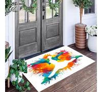 ALTCIRNMD Ink Splash Figures Doormat Red Blue Abstract Illustration Welcome Front Porch Decor Doormat For The Entrance Way Personalized Rugs Backing Non Slip Doormats, 90X150Cm