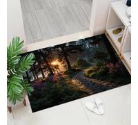 ALTCIRNMD Ink Splatter Cat Welcome Mats, 50X80Cm, Street Graffiti Style Indoor Carpet, Non-Slip Washable Floor Mat For Doorways, Stairs, Game Rooms, Living Rooms, Red Blue