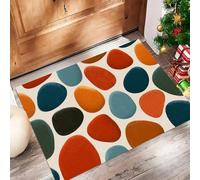 ALTCIRNMD Irregular Ellipse Doormat Orange-Blue Abstract Geometry Welcome Front Porch Decor Doormat For The Entrance Way Personalized Rugs Backing Non Slip Doormats, 40X60Cm