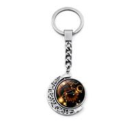 ALTCIRNMD Leo Luminous Car Keyring,12 Constellation Keychain Double Sided Rotating Crescent Pendant Pendant Car Bag Ornament