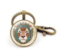 ALTCIRNMD Leo Zodiac Keychain Clip Key Ring - Creative 12 Zodiac Sign Keychain Vintage Crystal Key Rings,Scorpio Leo Aries Constellation Birthday Gift For Women And Mens
