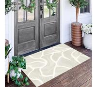 ALTCIRNMD Line Texture Doormat Grayish White Minimalist Abstract Welcome Front Porch Decor Doormat For The Entrance Way Personalized Rugs Backing Non Slip Doormats, 90X150Cm