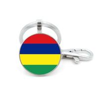 ALTCIRNMD Lobster Clasp Fresh Striped Mauritius National Flag,Keyring Key Ring Jewelry Patriotic Pendant Handbag Accessories Men Women Keychain Key Ring Charm Gift,White,25Mm