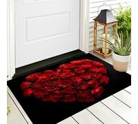 ALTCIRNMD Love Rose Door Mat Indoor 70X100Cm,Red Entrance Doormat Inside,Non-Slip Backed Entryway Floor Carpet,Soft Romantic Plants Small Rug For Hallway Kitchen Bedroom