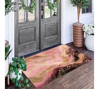ALTCIRNMD Marble Lines Doormat Pink Gold Elegant Luxurious Welcome Front Porch Decor Doormat For The Entrance Way Personalized Rugs Backing Non Slip Doormats, 40X60Cm