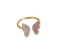 ALTCIRNMD /Micro-Zirconia Purple Butterflies/Adjustable Rings Oil Drop, Open Finger Rings Birthday Valentine'S Day Jewelry Ring Gift Men'S Women'S Rings With Jewelry Box,Purple,Adjustable