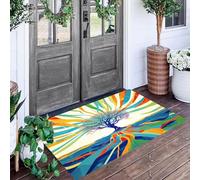 ALTCIRNMD Multicolor Lines,Ocean,Big Tree Door Mat 90X150Cm Non-Slip Washable Entrance Rug,Abstract Composition Rectangular Floor Mats For Kitchen Balcony Bedroom Living Room Home Decor