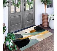 ALTCIRNMD Oil Painting Geometry Wabi-Sabi Abstract 80X120Cm Machine Washable Non-Slip Low Pile Indoor/Outdoor Rug - Waterproof Entrance Mat For Hallway, Kitchen, Front Door, Black White