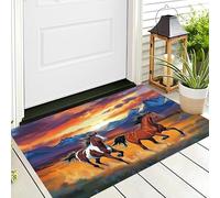 ALTCIRNMD Orange Brown Desert Horse Front Door Mat Outside Inside Entrance,3D Print Landscape Animals Outdoor Indoor Entry Front Doormat Classroom Patio Garage Shoes Off Mat,50X80Cm