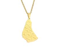 ALTCIRNMD Outline Barbados Map Necklace Barbados Symbol Pendant Map Barbados Coat Of Arms Barbados Souvenir Patriotic Jewelry For Man Women,Yellow,50Cm